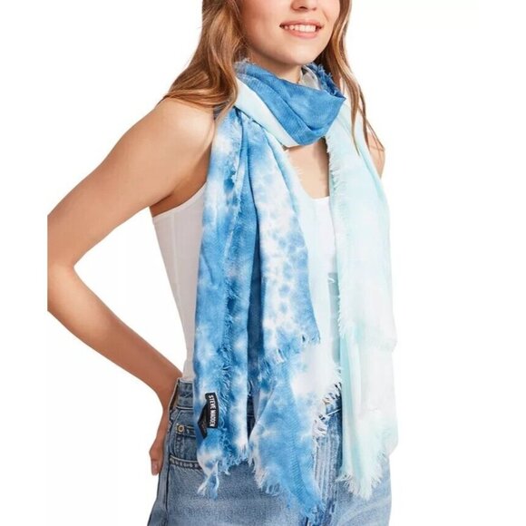 Steve Madden Two-Tone Tie-Dyed Scarf, OS, Blue - Picture 1 of 11